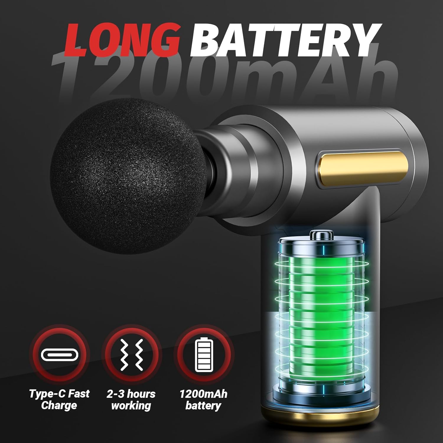 Ultra-Quiet Deep Tissue Portable Massage Gun – Muscle Recovery & Pain Relief