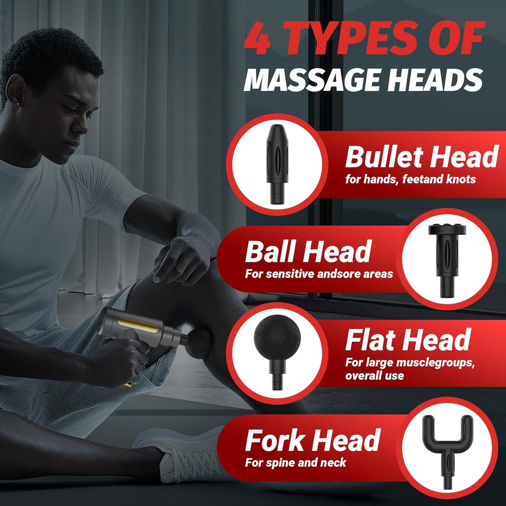 Ultra-Quiet Deep Tissue Portable Massage Gun – Muscle Recovery & Pain Relief