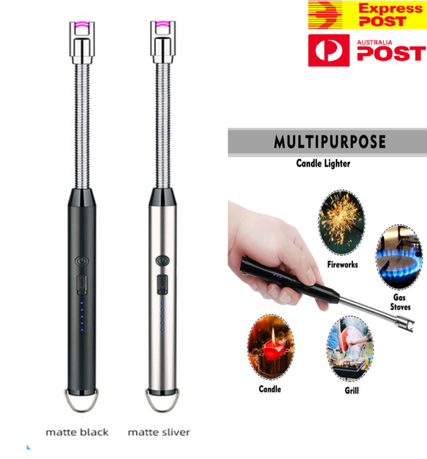 360° Rotating ARC Lighter | USB Rechargeable, Windproof & Flameless with LED Display Safety Switch | Random Colors