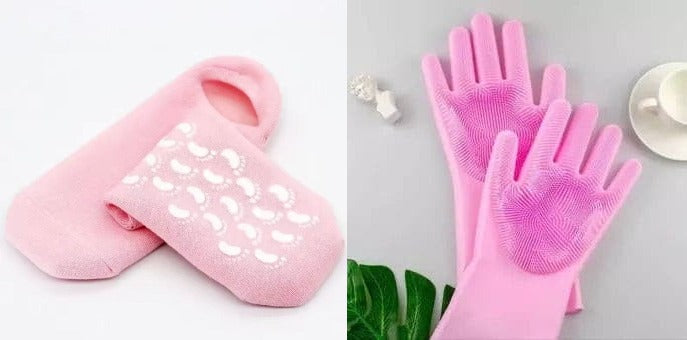 Silicon Softgel Socks + Silicon Dishwashing Gloves